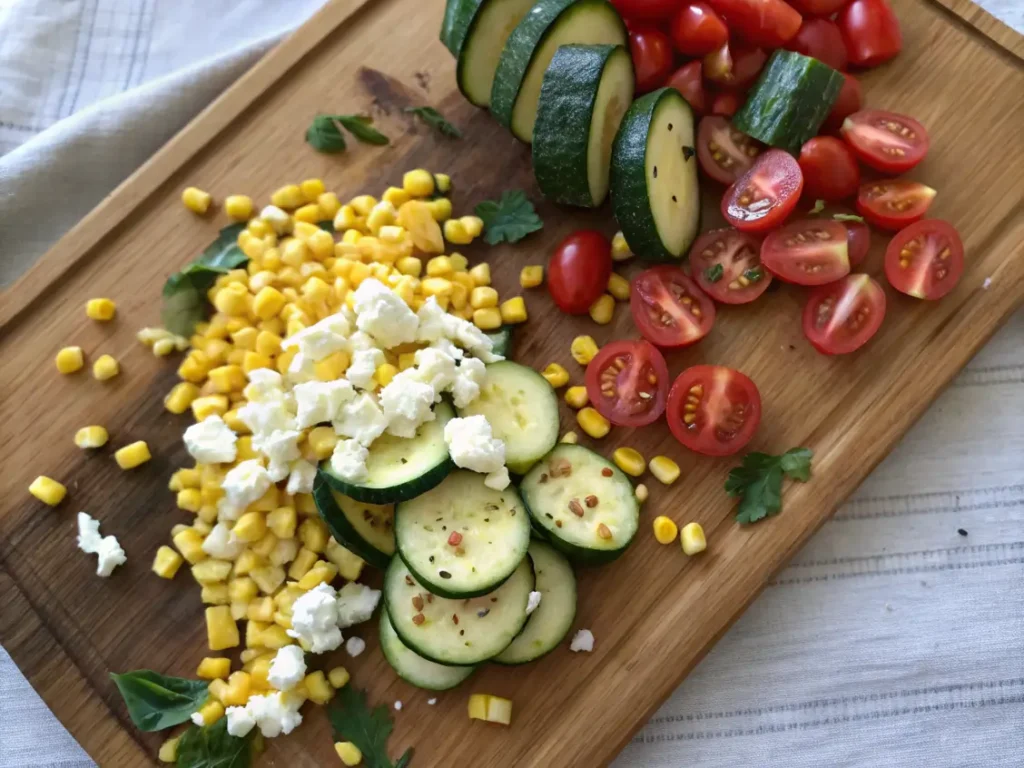 Fresh ingredients for a Mexican vegetable dish.