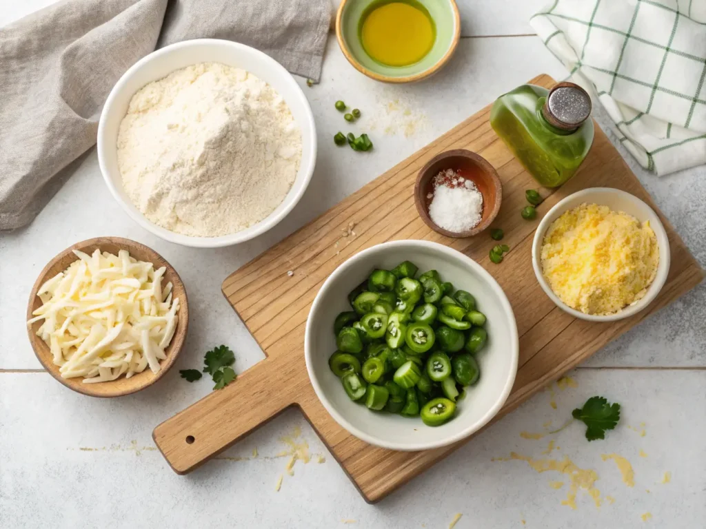 Ingredients for making vegan jalapeno cheese bread.